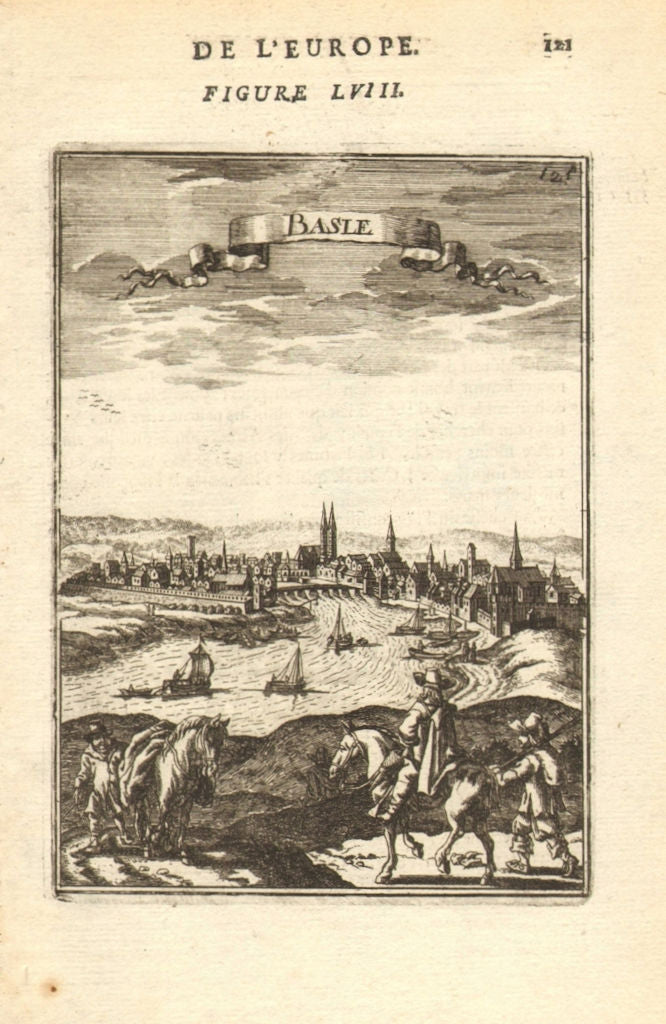 BASEL BASEL decorative city view river Switzerland Suisse Schweiz. MALLET 1683